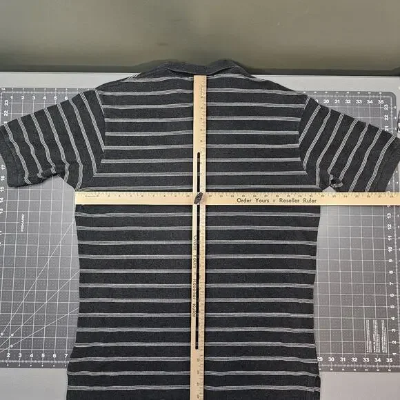 Vintage Polo Ralph Lauren Shirt Large Striped Gray Golf Preppy Casual Essential - Picture 6 of 8